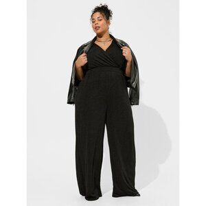 NWT Torrid Glitter Knit Surplice Wide Leg Jumpsuit